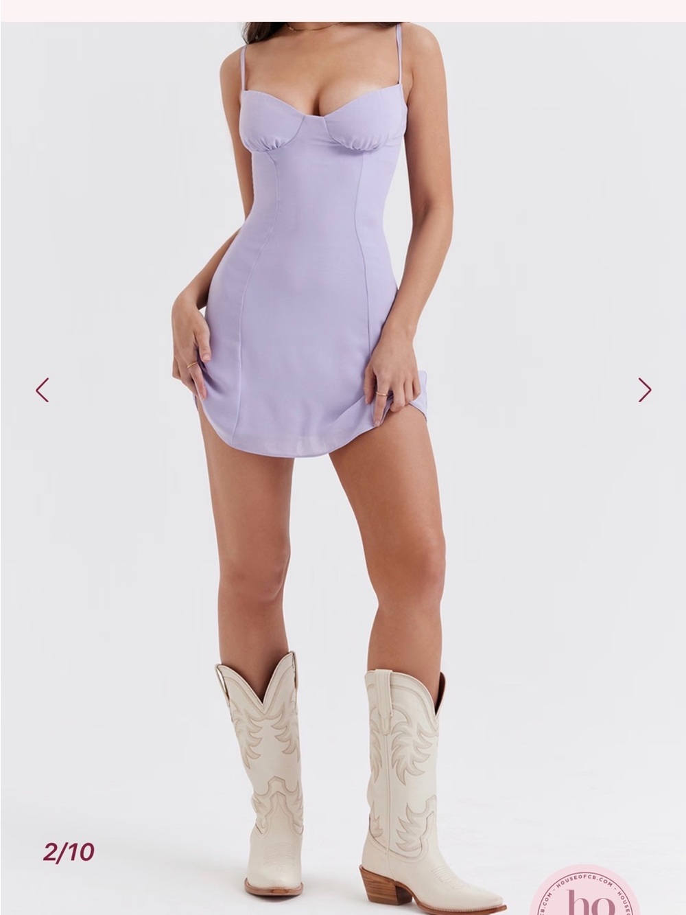 House of CB “Christiana” Mini Lavender Dress Size M 👗💃